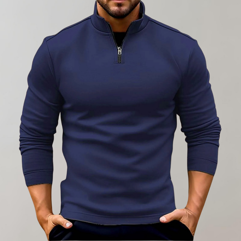 Men’s Quarter Zip Sweater with Stand Collar