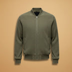 Men’s Bomber Jacket Outerwear with Front Zip Fastening and Multiple Side Pockets