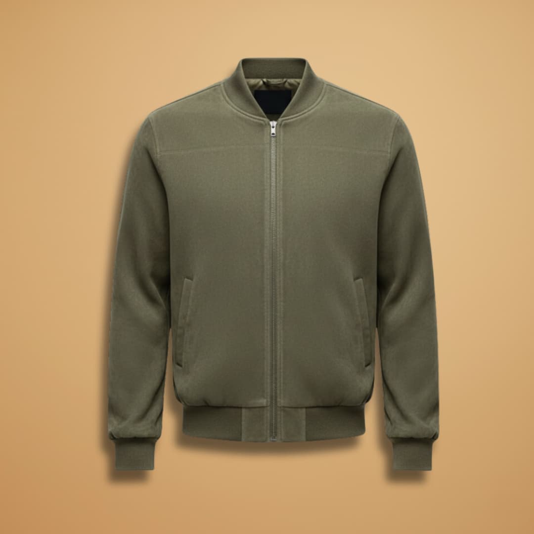 Men’s Bomber Jacket Outerwear with Front Zip Fastening and Multiple Side Pockets
