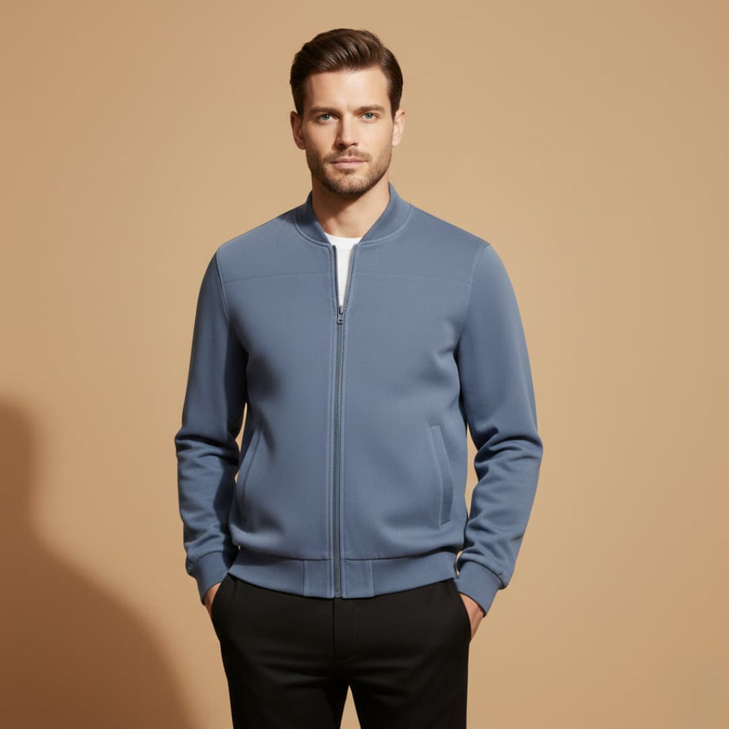 Men’s Bomber Jacket Outerwear with Front Zip Fastening and Multiple Side Pockets