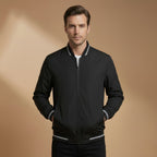 Men’s Bomber Jacket with Stand Collar and Ribbed Sleeves