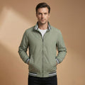 Men’s Bomber Jacket with Stand Collar and Ribbed Sleeves