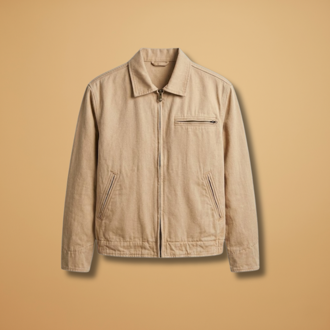 Men’s Bomber Jacket with Zip Front Closure and Chest Pocket
