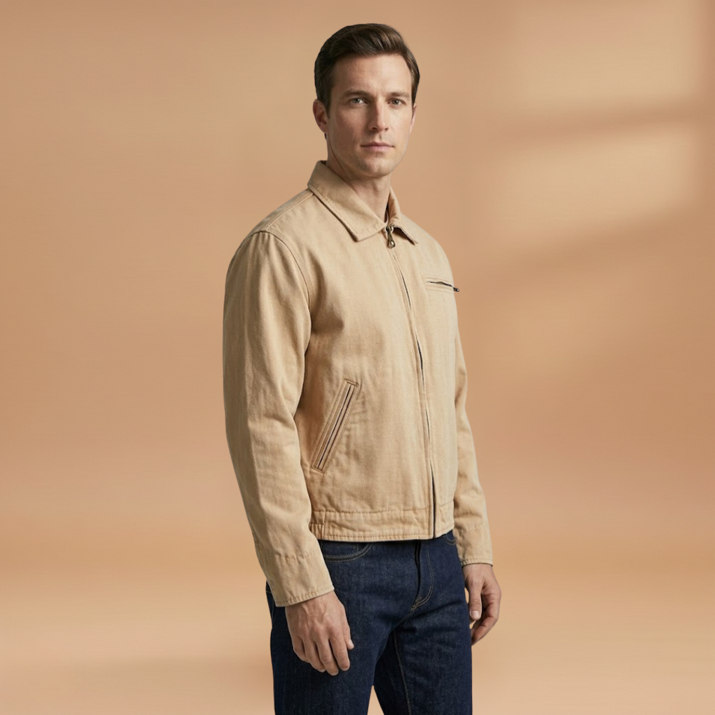 Men’s Bomber Jacket with Zip Front Closure and Chest Pocket