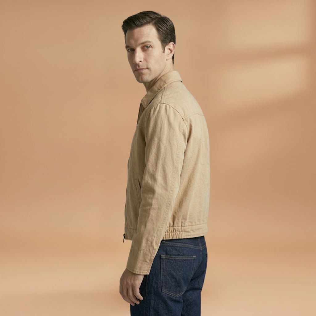 Men’s Bomber Jacket with Zip Front Closure and Chest Pocket