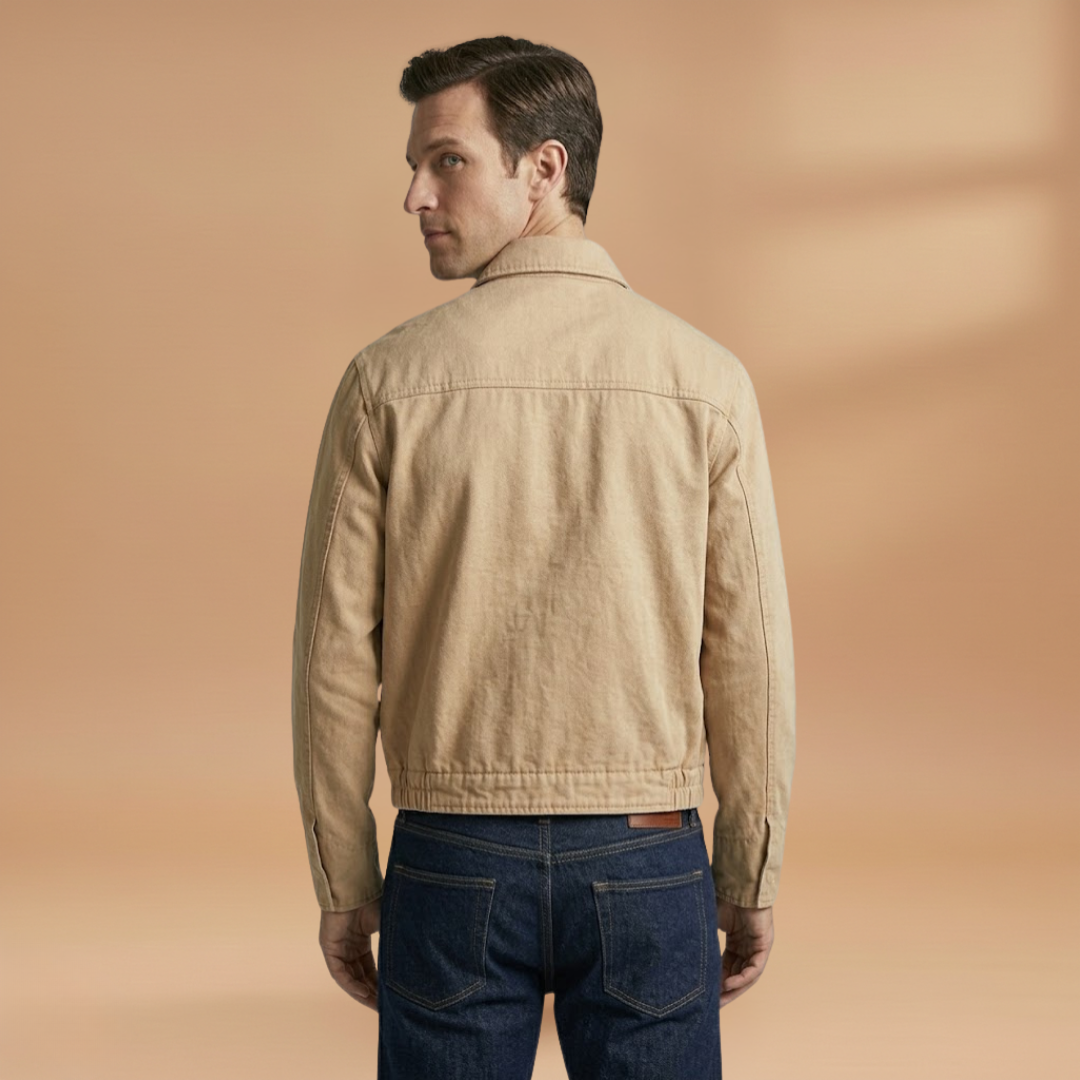 Men’s Bomber Jacket with Zip Front Closure and Chest Pocket