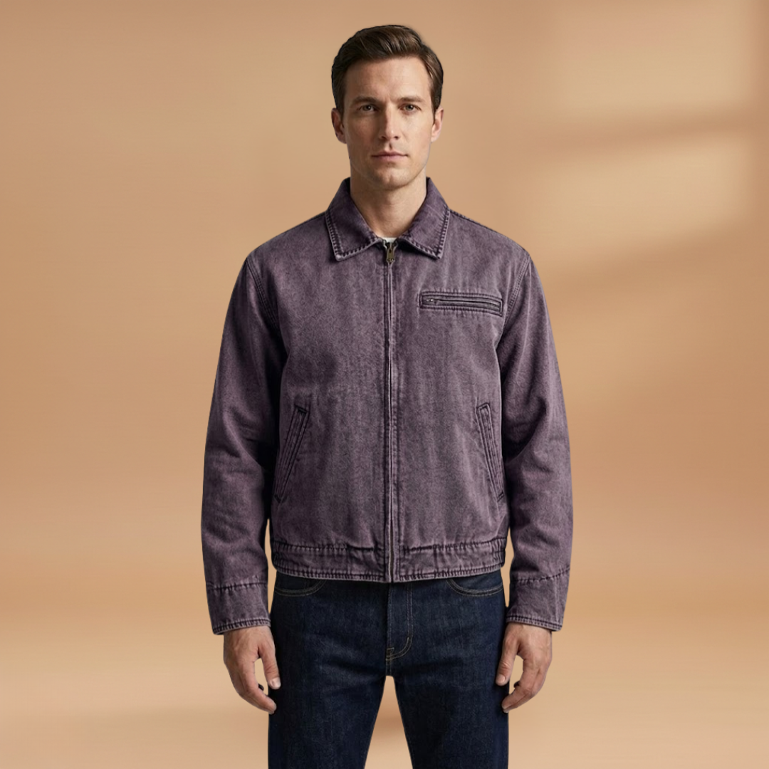 Men’s Bomber Jacket with Zip Front Closure and Chest Pocket