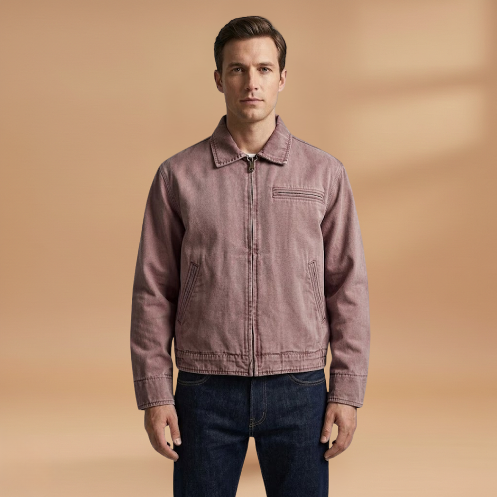 Men’s Bomber Jacket with Zip Front Closure and Chest Pocket