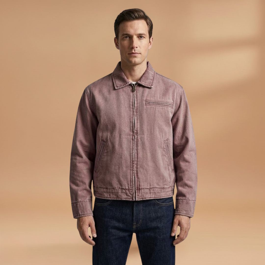Men’s Bomber Jacket with Zip Front Closure and Chest Pocket