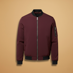 Men’s Bomber Jacket with Metallic Finish and Front Zip