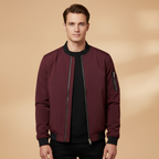 Men’s Bomber Jacket with Metallic Finish and Front Zip