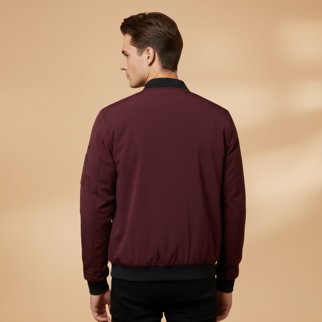 Men’s Bomber Jacket with Metallic Finish and Front Zip