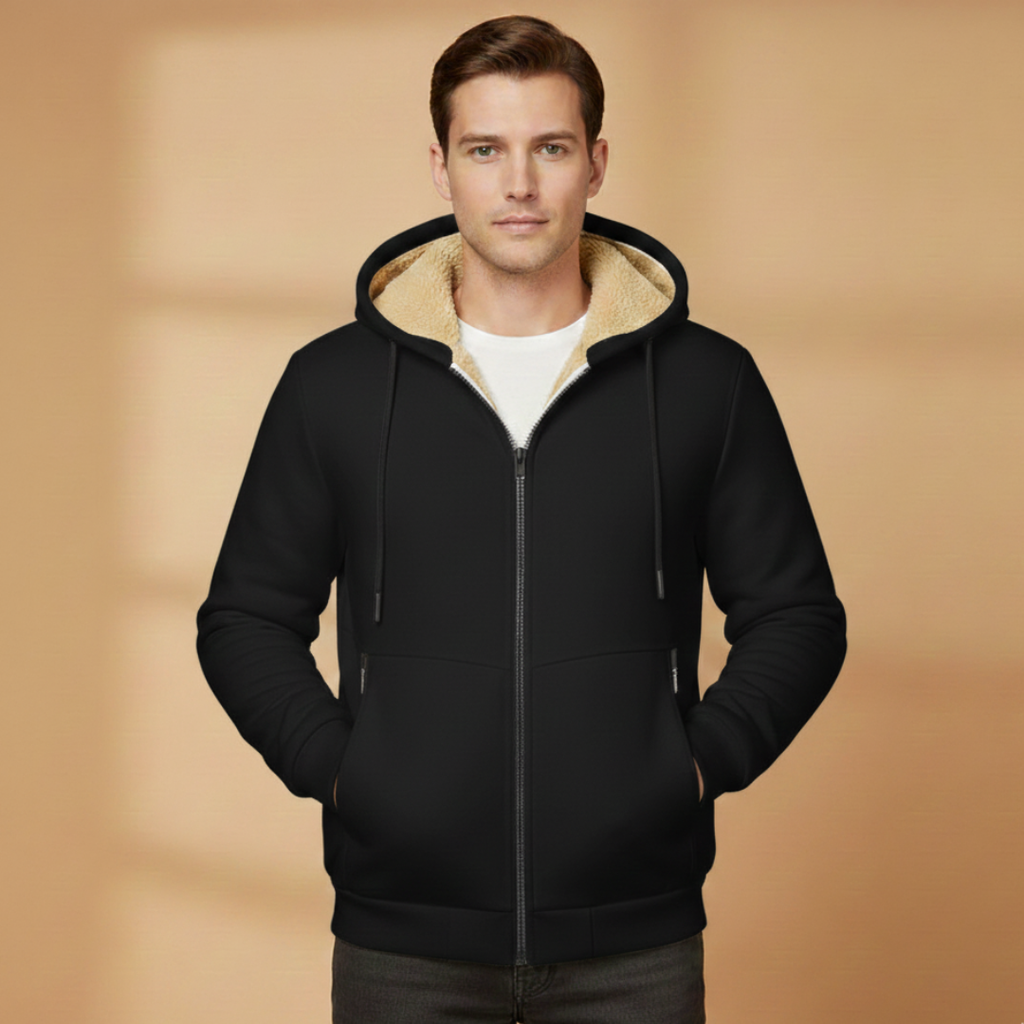 Men’s Hooded Winter Jacket with Adjustable Hood