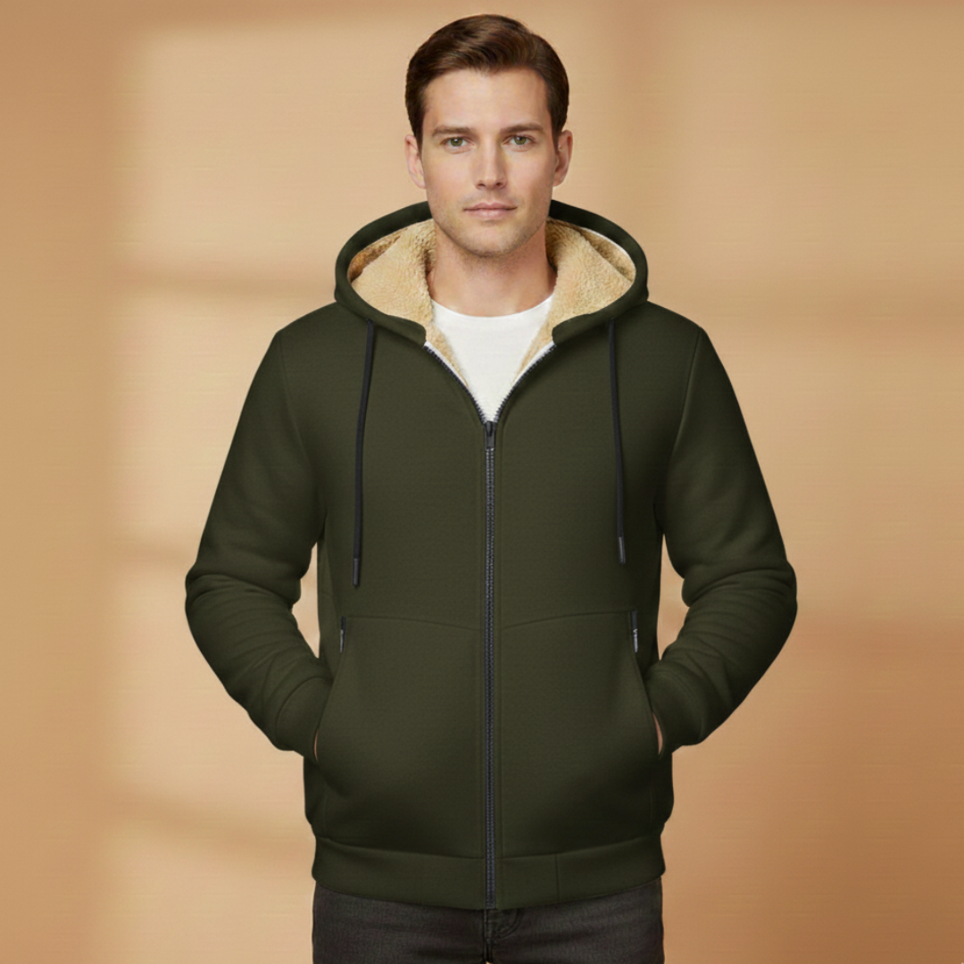 Men’s Hooded Winter Jacket with Adjustable Hood