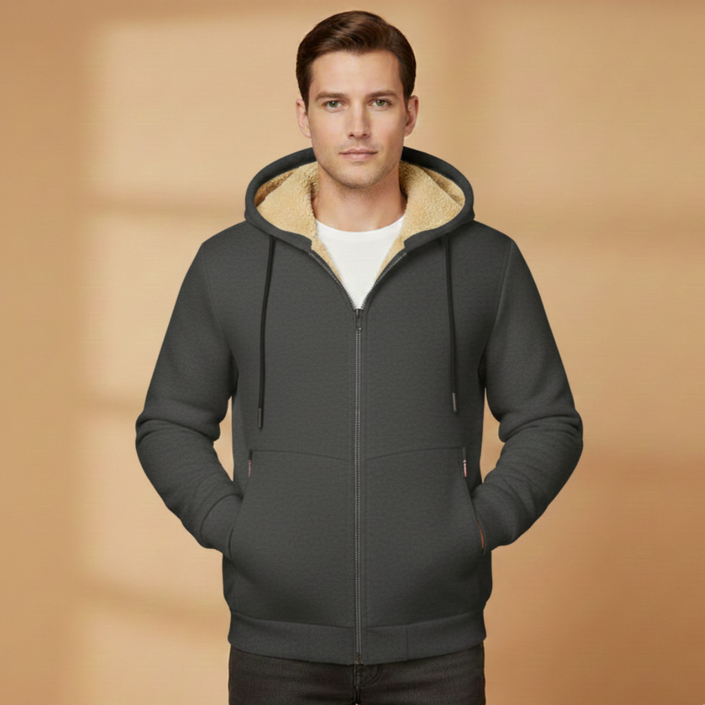 Men’s Hooded Winter Jacket with Adjustable Hood