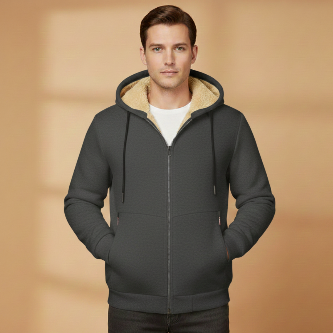 Men’s Hooded Winter Jacket with Adjustable Hood