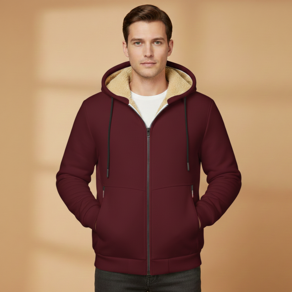 Men’s Hooded Winter Jacket with Adjustable Hood