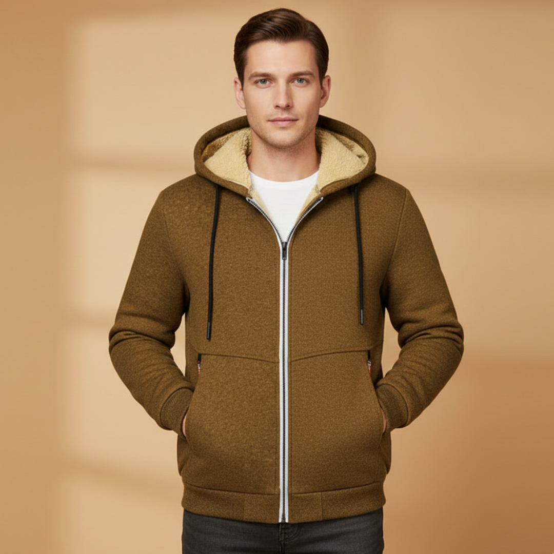 Men’s Hooded Winter Jacket with Adjustable Hood
