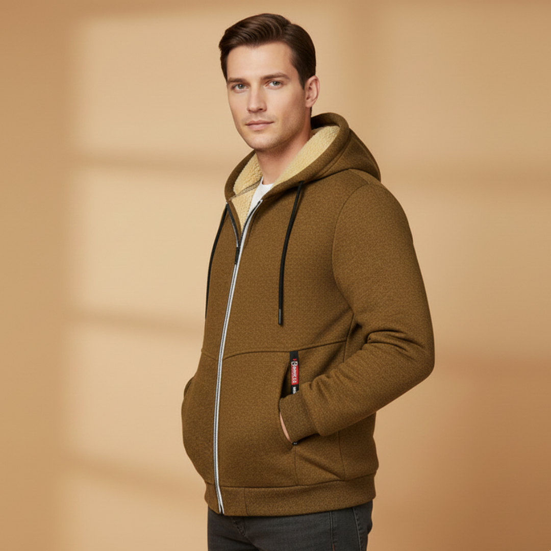 Men’s Hooded Winter Jacket with Adjustable Hood