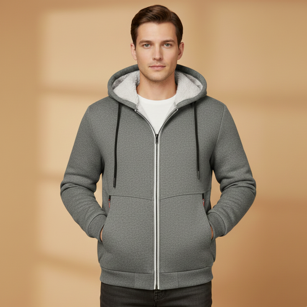 Men’s Hooded Winter Jacket with Adjustable Hood