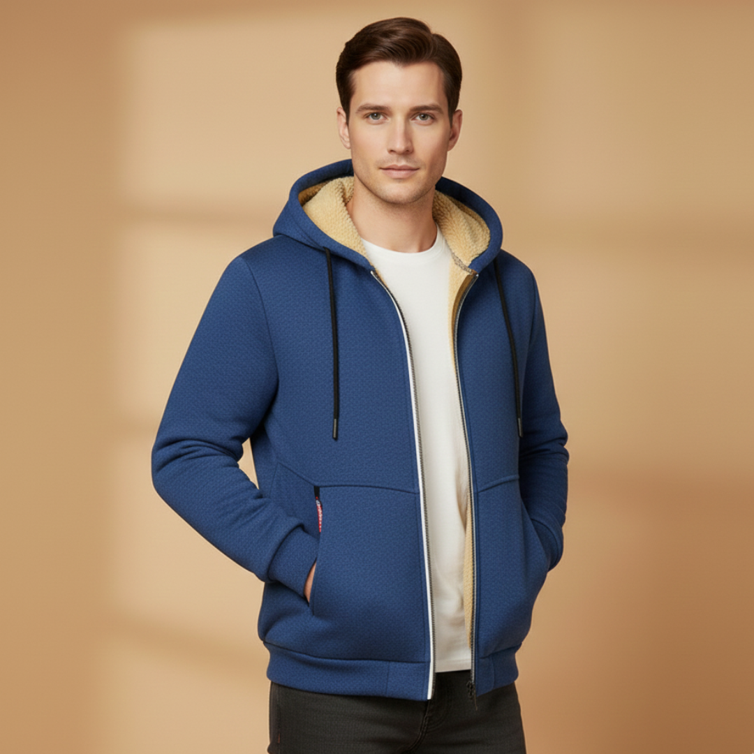 Men’s Hooded Winter Jacket with Adjustable Hood