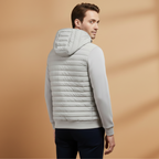 Men’s Quilted Jacket with Stand Collar and Zipper