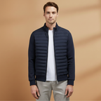 Men’s Quilted Jacket with Stand Collar and Zipper