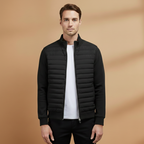 Men’s Quilted Jacket with Stand Collar and Zipper