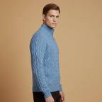 Men’s sweater with half-zip neckline and textured pattern
