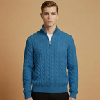 Men’s sweater with half-zip neckline and textured pattern