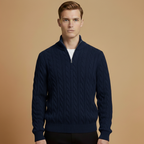Men’s sweater with half-zip neckline and textured pattern