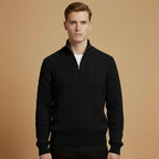 Men’s sweater with half-zip neckline and textured pattern