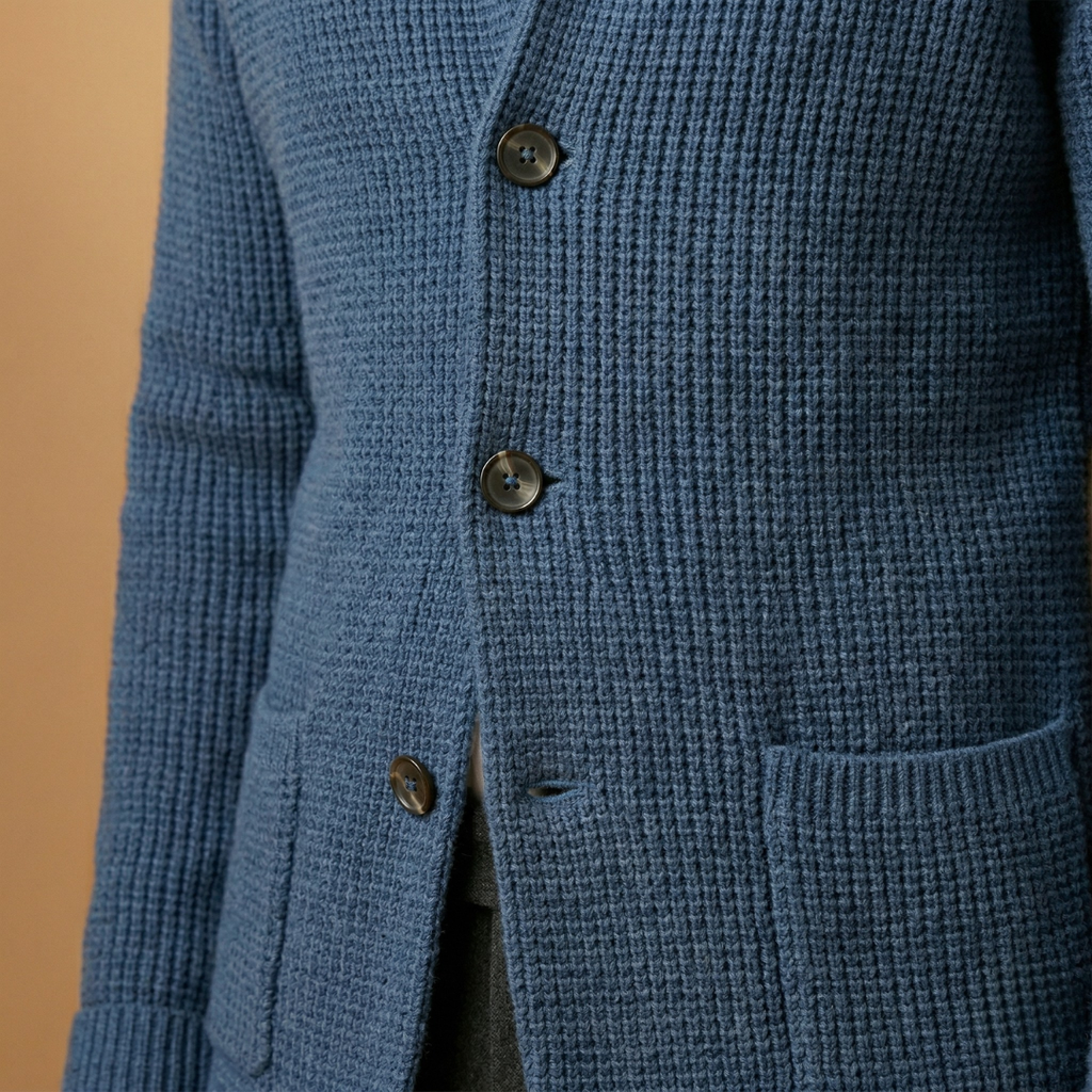 Men’s cardigan with high neck and side pockets