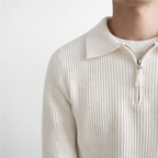 Men’s Ribbed Knit Quarter Zip Sweater Collared Pullover