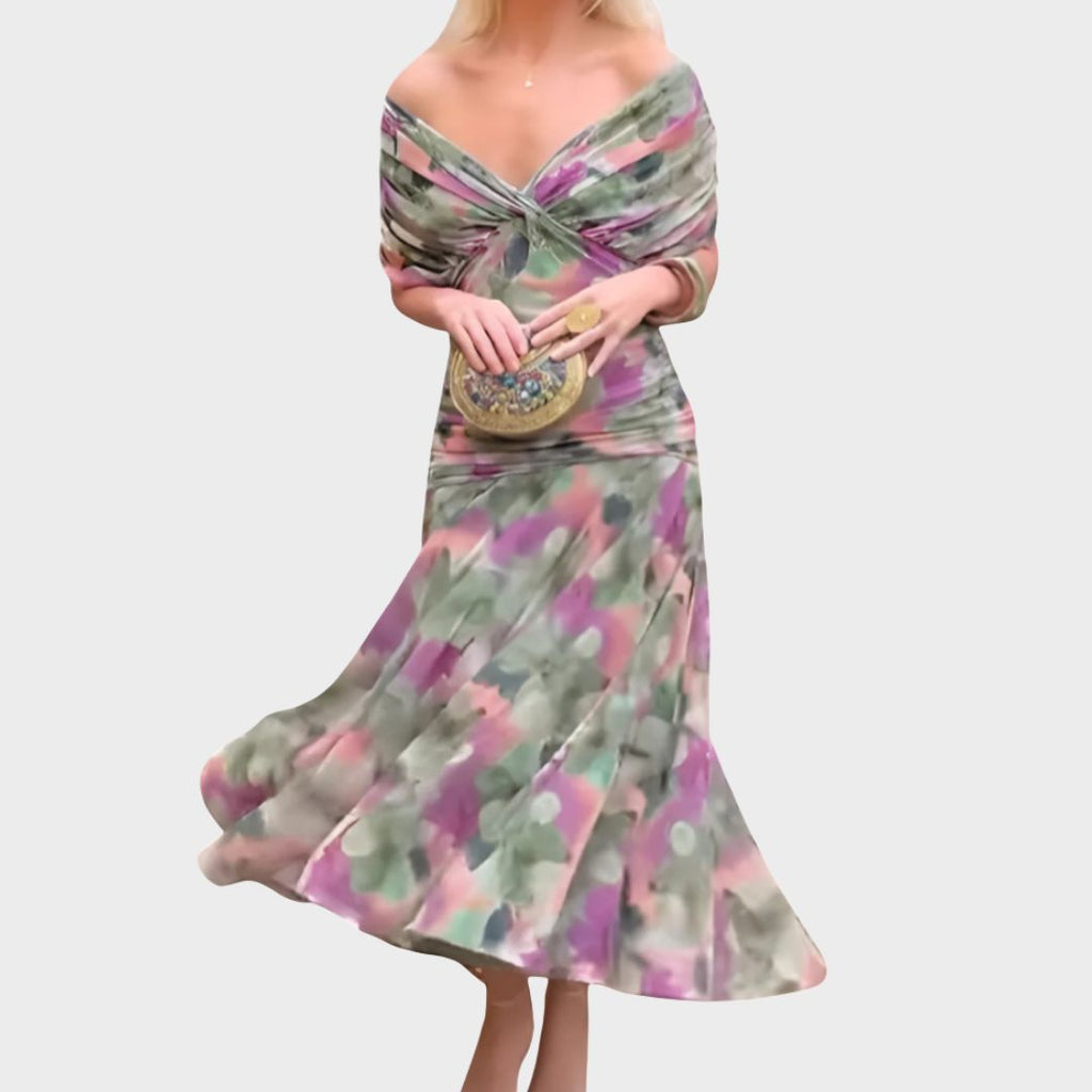 Women's Floral Print Maxi Elegant Dress