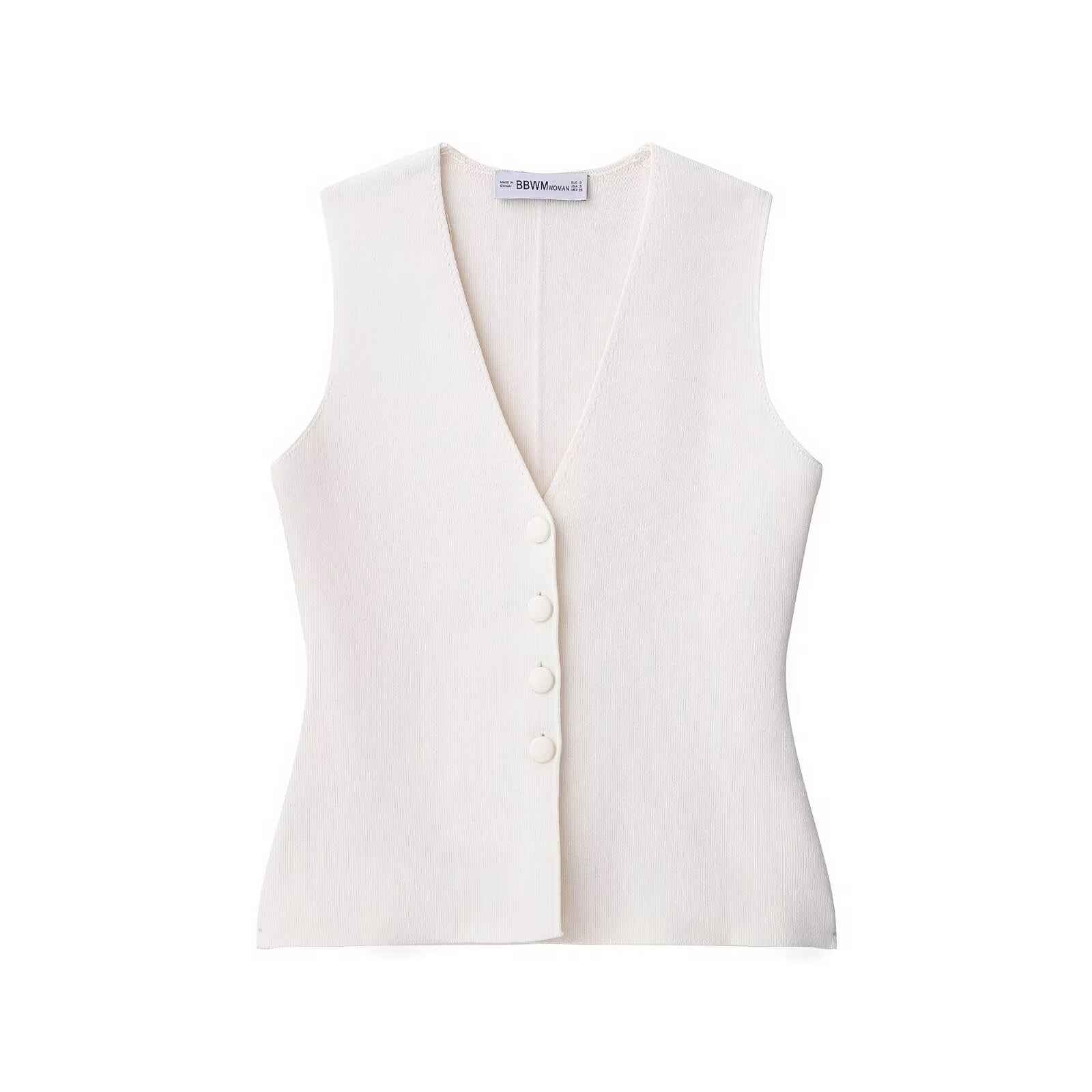 Bonnie | Deep V-Neck Ribbed Knit Vest