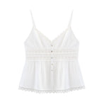 Pearl | Lace Trim Button-Front Peplum Cami Top