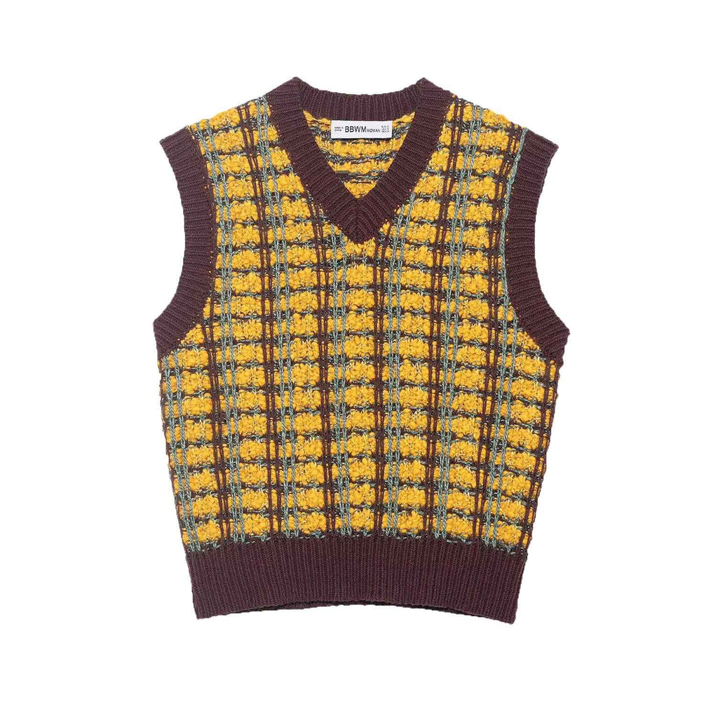 Louisa | Plaid Pattern Knit Vest