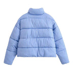 Alice | Pinstripe Cropped Puffer Jacket