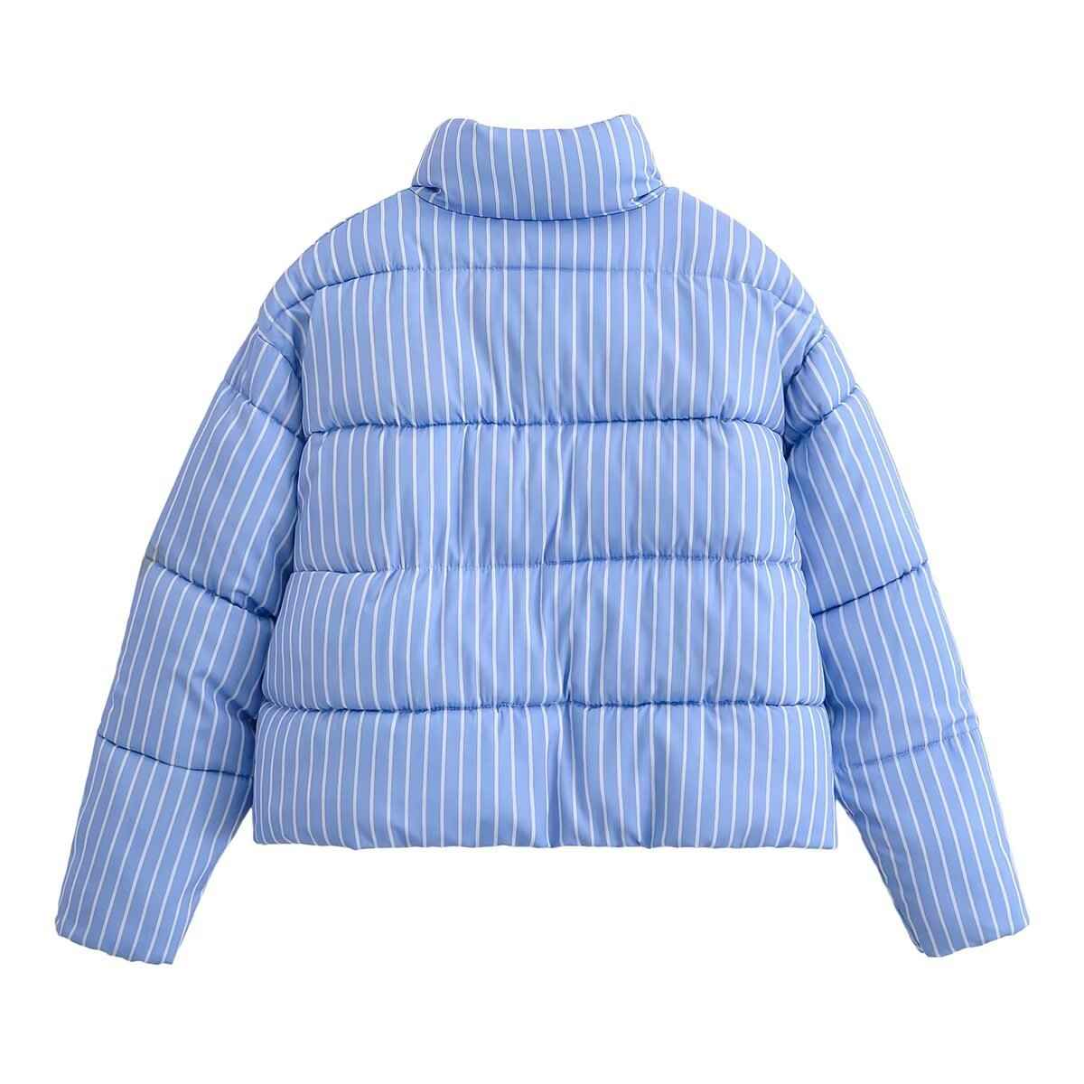 Alice | Pinstripe Cropped Puffer Jacket