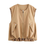 Hannah | Cropped Utility Zip Vest