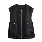 Hannah | Cropped Utility Zip Vest