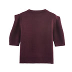 Lucy | Puff Sleeve Crew Neck Ribbed Cropped Knit Top