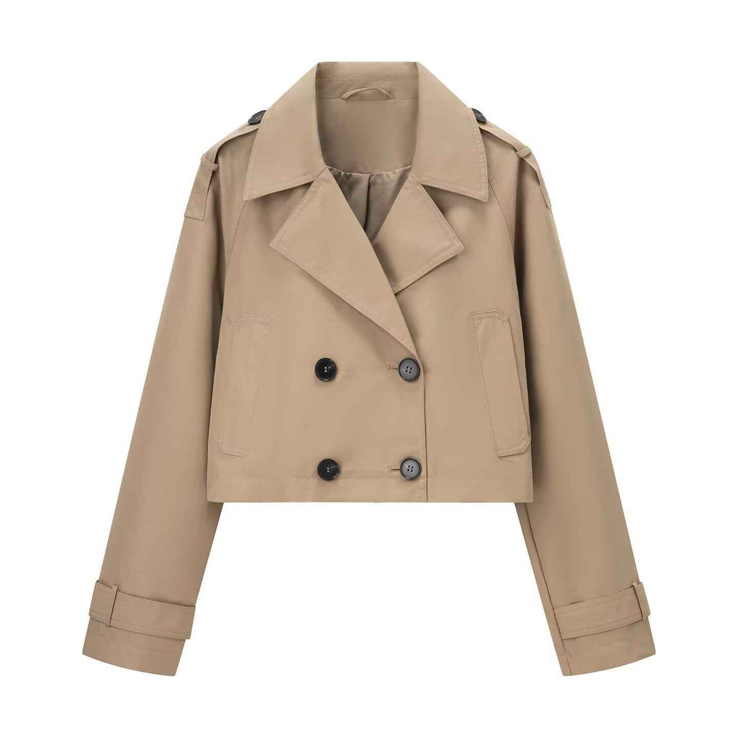 Tessa | Double-Breasted Cropped Trench Coat