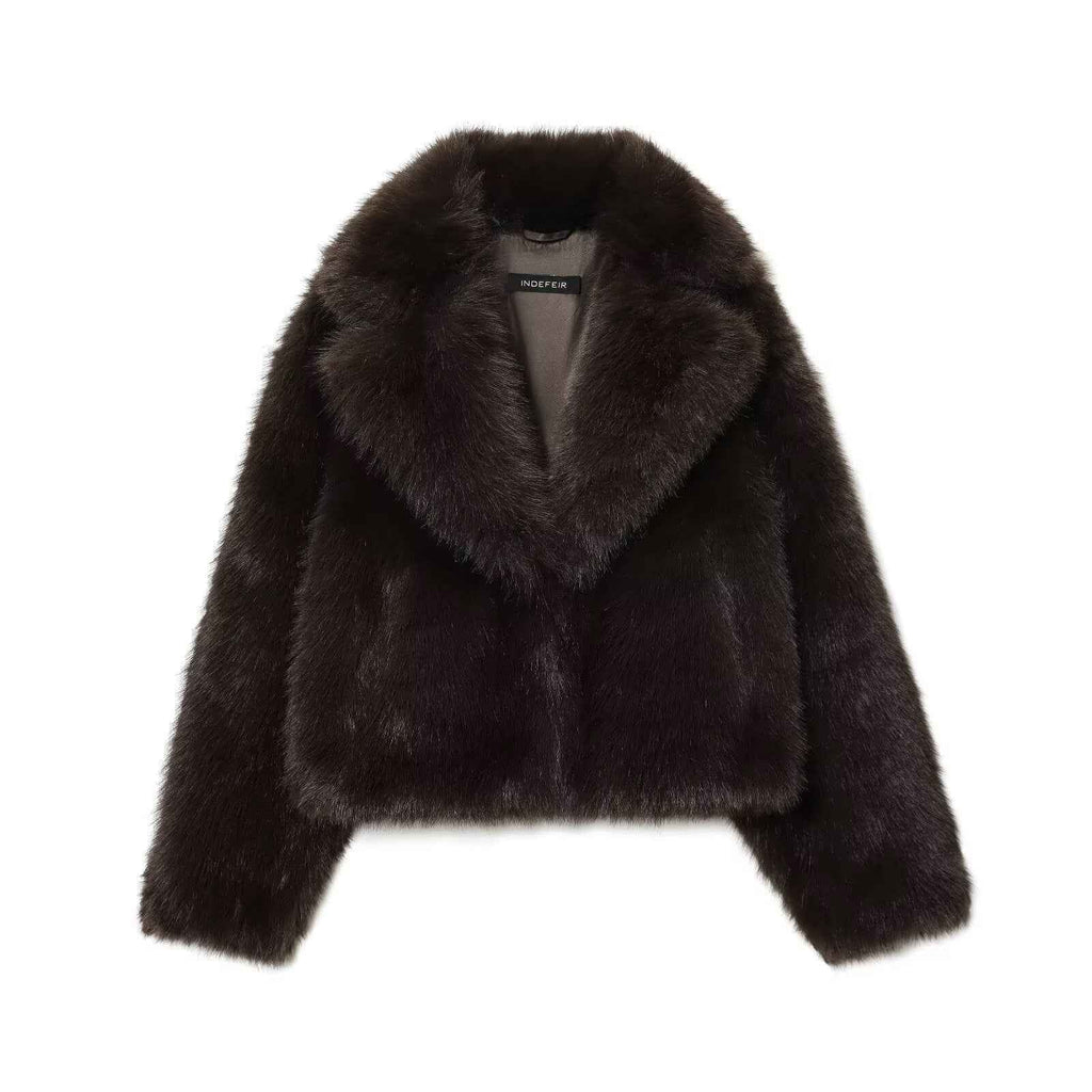 Natalia | Chocolate Faux Fur Cropped Jacket