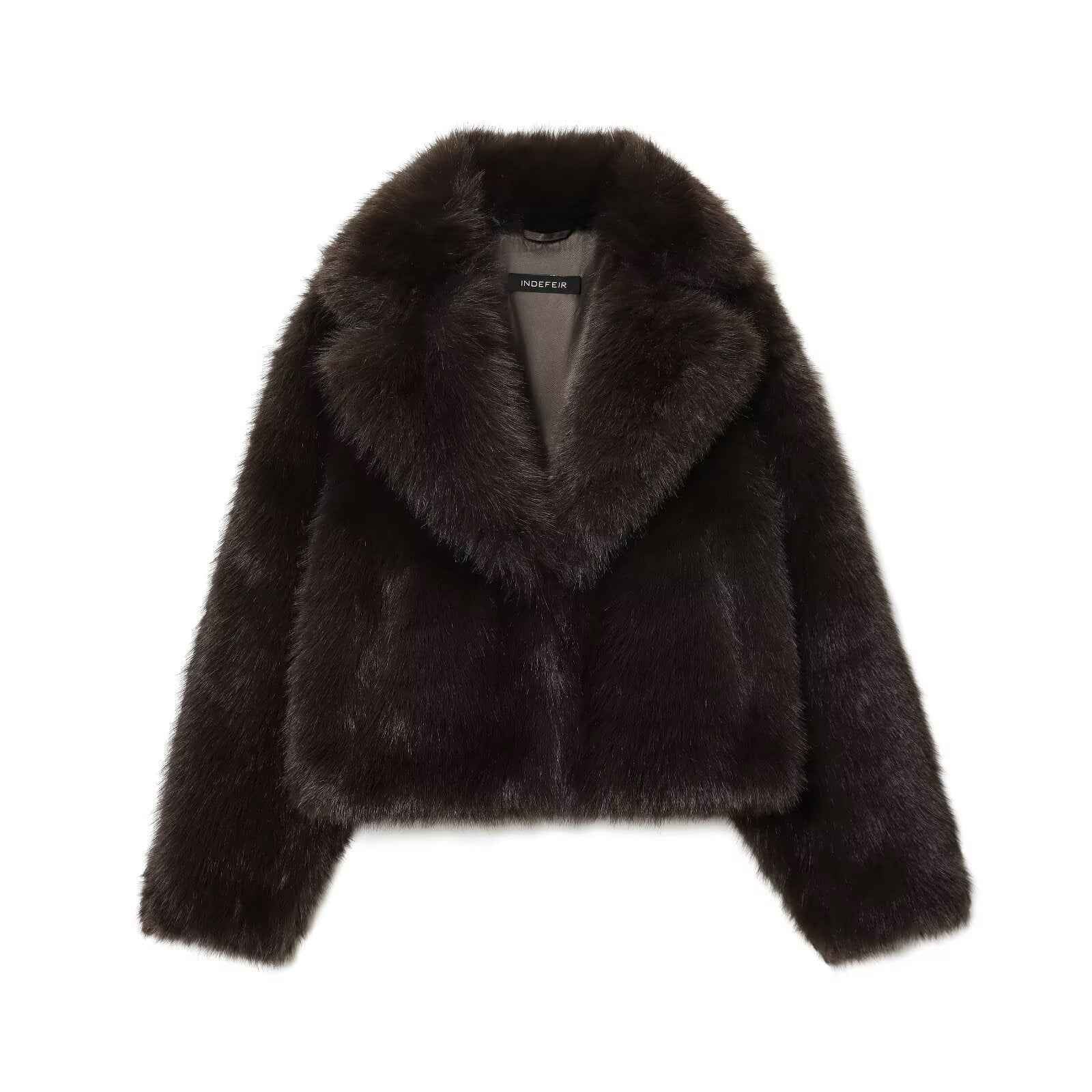 Natalia | Chocolate Faux Fur Cropped Jacket