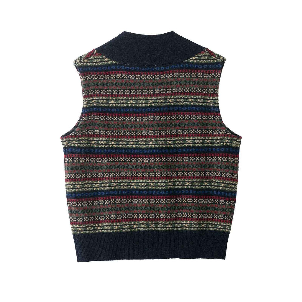 Eloise | Fair Isle Print Button-Front Knit Vest