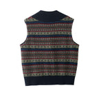Eloise | Fair Isle Print Button-Front Knit Vest