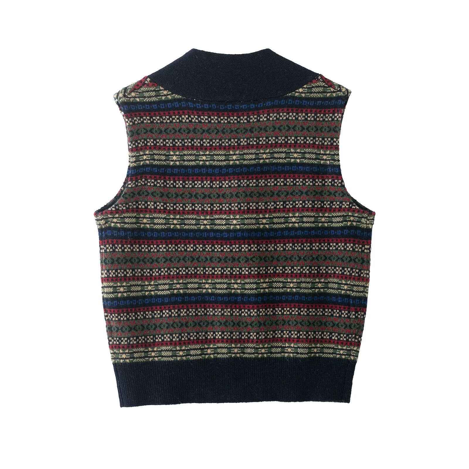 Eloise | Fair Isle Print Button-Front Knit Vest