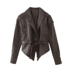 Emilia | Faux Leather Shawl Collar Jacket